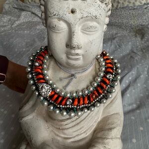 Zara - Elegant Pearl and Orange Beaded Chocker